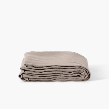 Flatsheet in Washed Linen Songe Beige Grey - Carré Blanc Canada