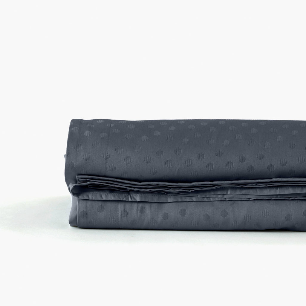 Flatsheet in Jacquard Cotton Satin Prestige Midnight Blue - Carré Blanc Canada