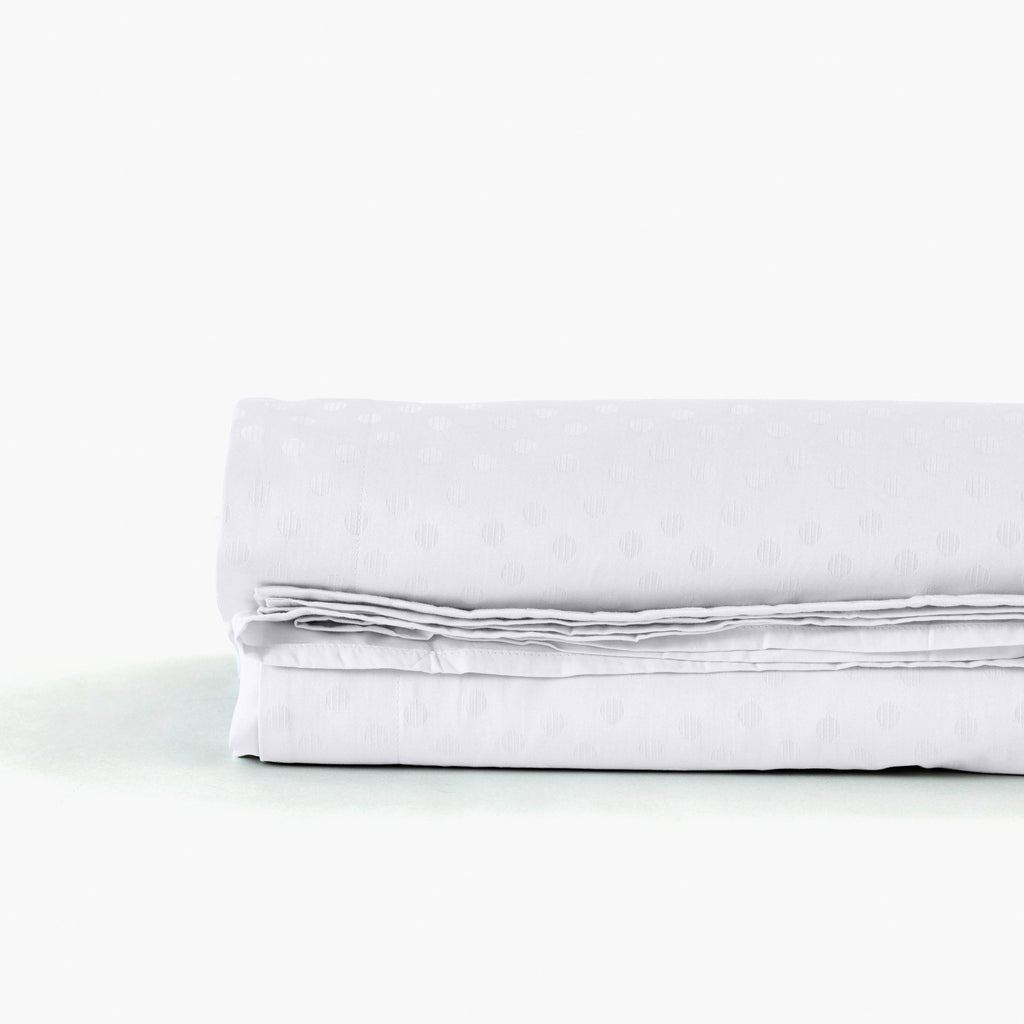 Flatsheet in Jacquard Cotton Satin Prestige White - Carré Blanc Canada