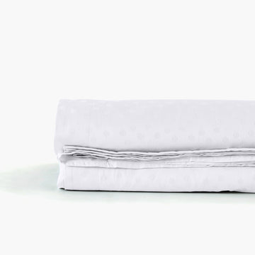 Flatsheet in Jacquard Cotton Satin Prestige White - Carré Blanc Canada