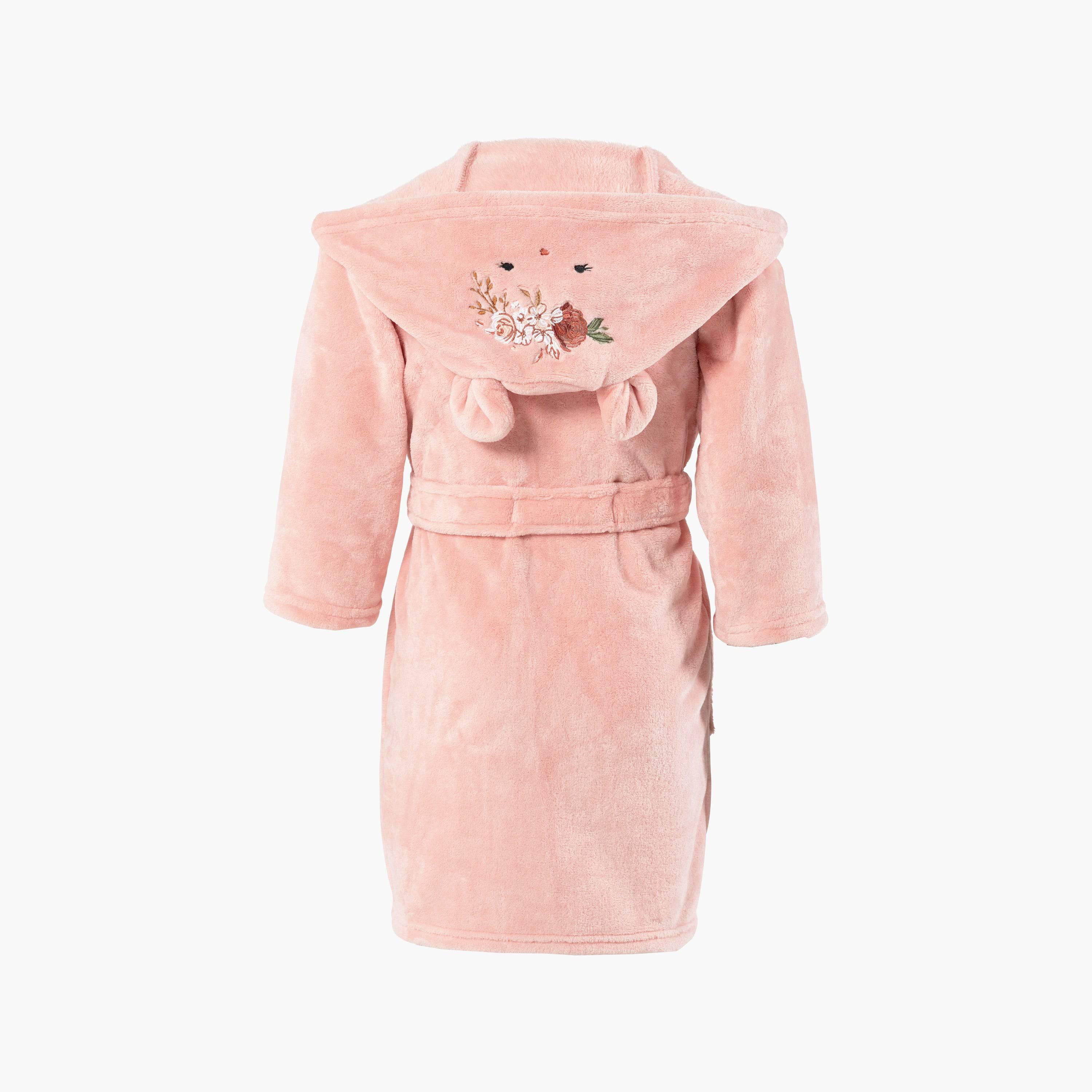 Sweetful pink hooded fleece baby dressing gown