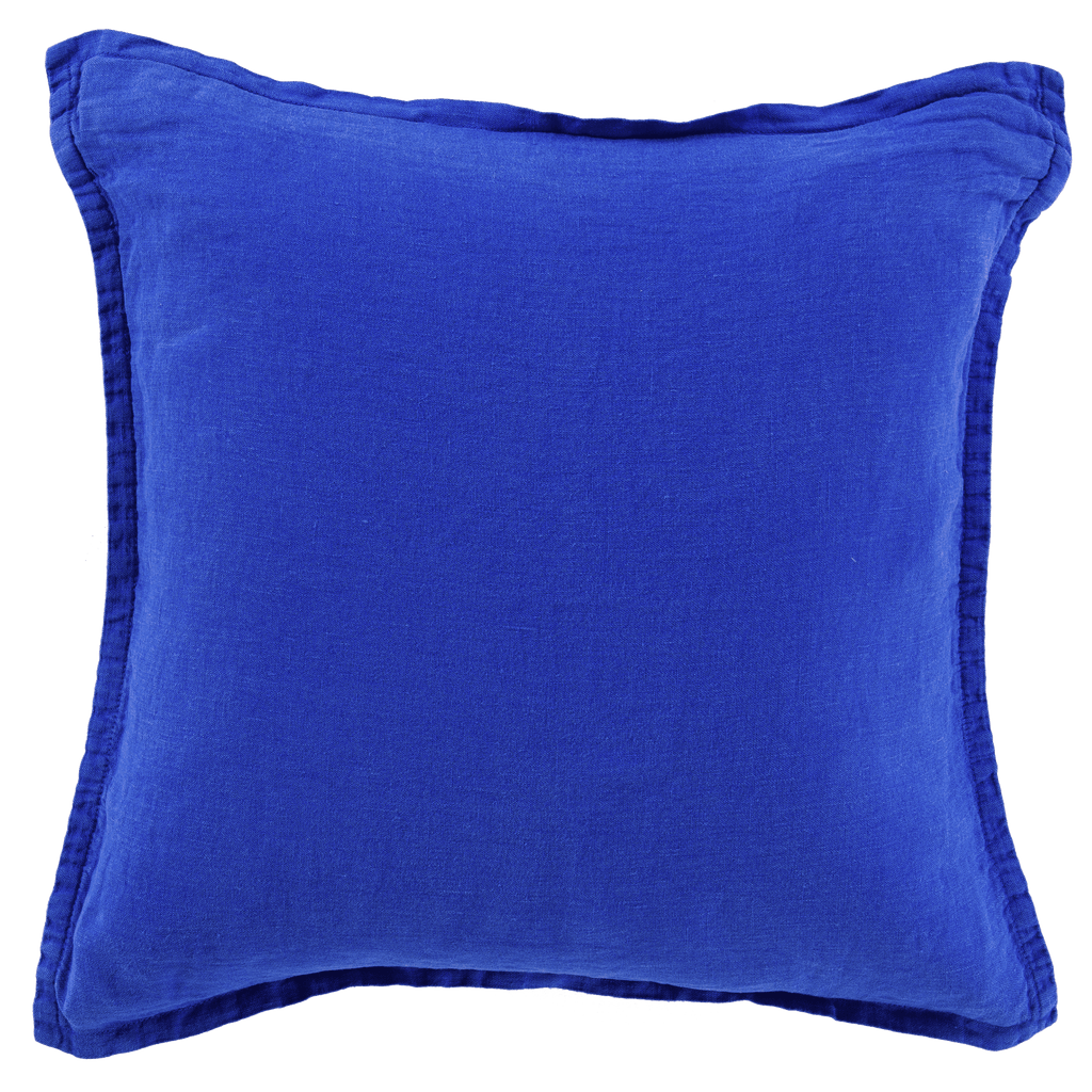 Cushion cover washed linen Songe cobalt - Carré Blanc Canada