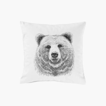 Grizzli Cotton Square Cushion Cover - Carré Blanc Canada