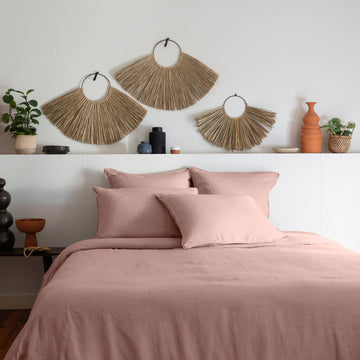 Duvet Cover in Linen and Washed Cotton Songe Ash Pink - Carré Blanc Canada