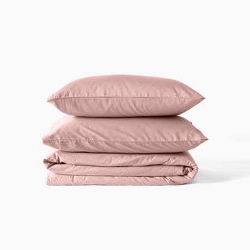 Duvet Cover in Organic Washed Cotton Sateen Quartz Blush - Carré Blanc Canada