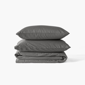 Duvet Cover in Organic Washed Cotton Sateen Quartz Pebble - Carré Blanc Canada