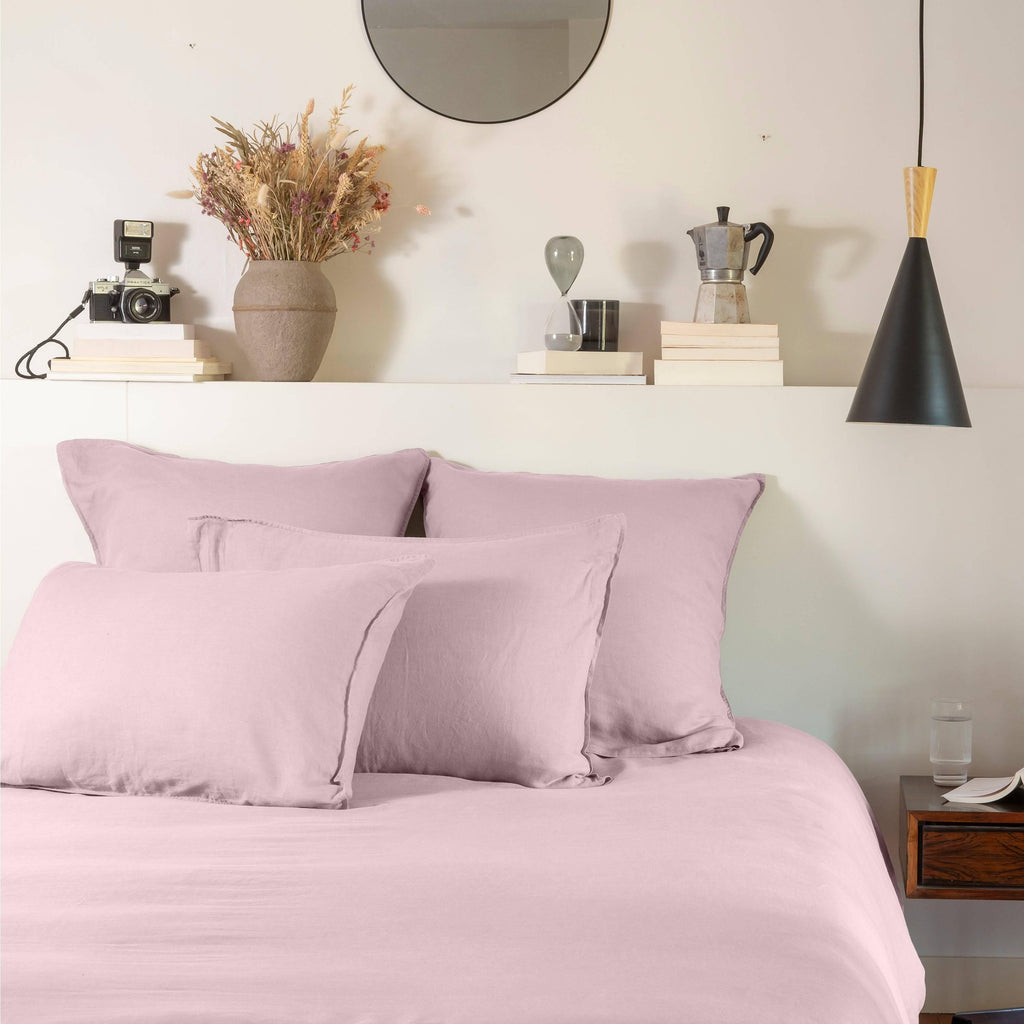 Duvet Cover in Linen and Washed Cotton Songe Powder - Carré Blanc Canada