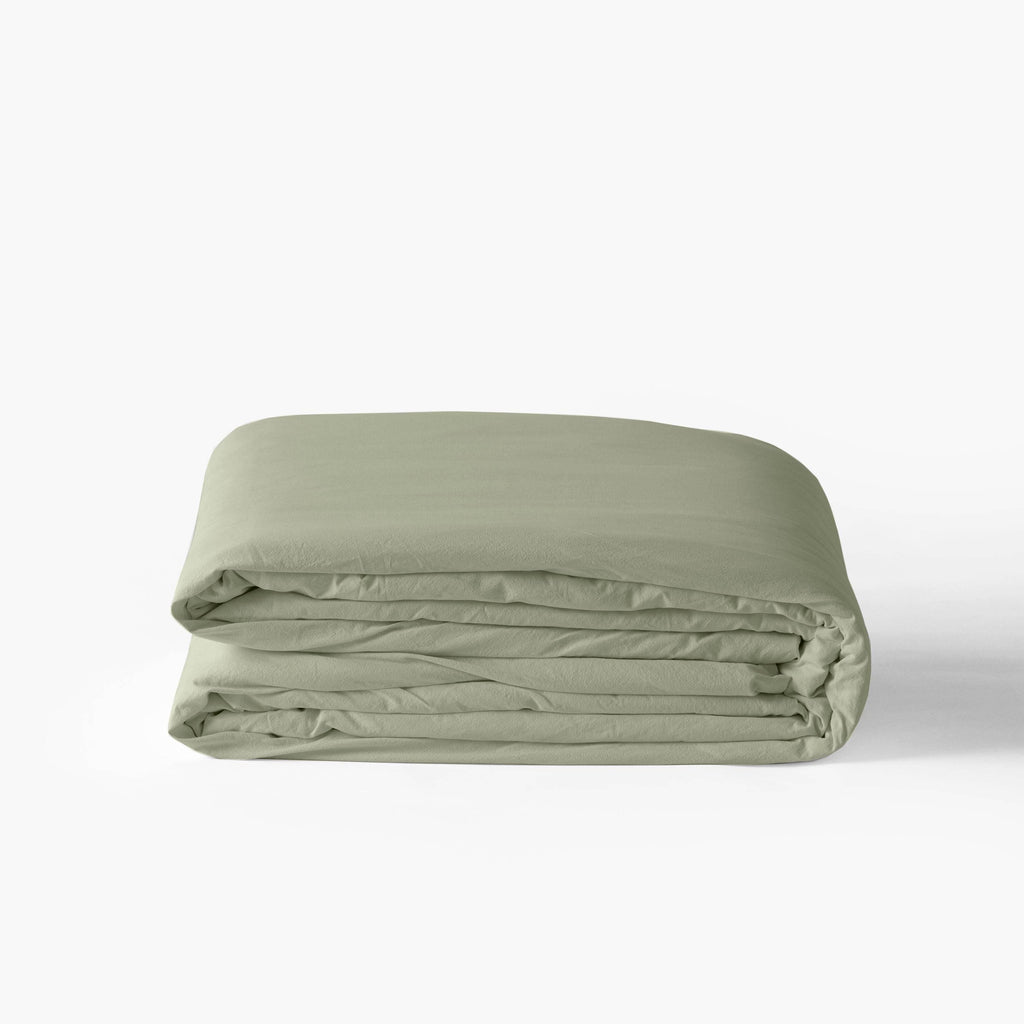 Duvet Cover in Pure Organic Washed Cotton Souffle Sage - Carré Blanc Canada