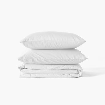 Duvet Cover in Organic Washed Cotton Sateen Quartz White - Carré Blanc Canada