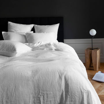 Duvet Cover in Linen and Washed Cotton Songe White - Carré Blanc Canada