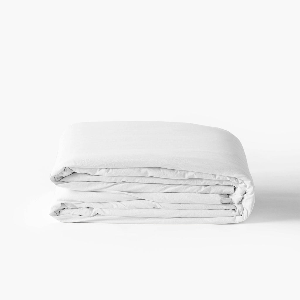 Duvet Cover in Pure Organic Washed Cotton Souffle White - Carré Blanc Canada