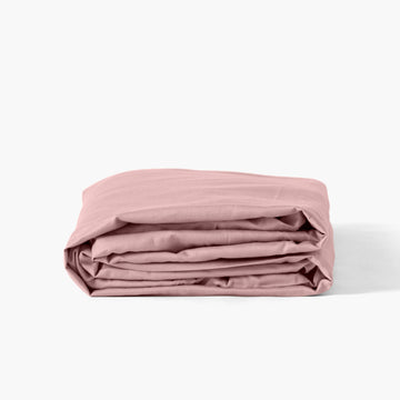 Fitted Sheet in Organic Washed Cotton Satin Quartz Blush - Carré Blanc Canada