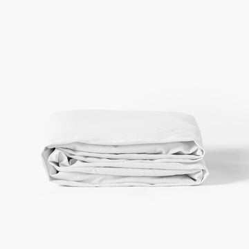 Fitted Sheet in Pure Organic Washed Cotton Souffle White - Carré Blanc Canada