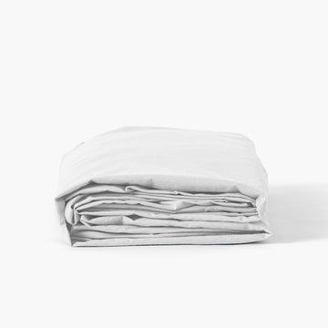 Fitted Sheet in Washed Cotton Songe White - Carré Blanc Canada